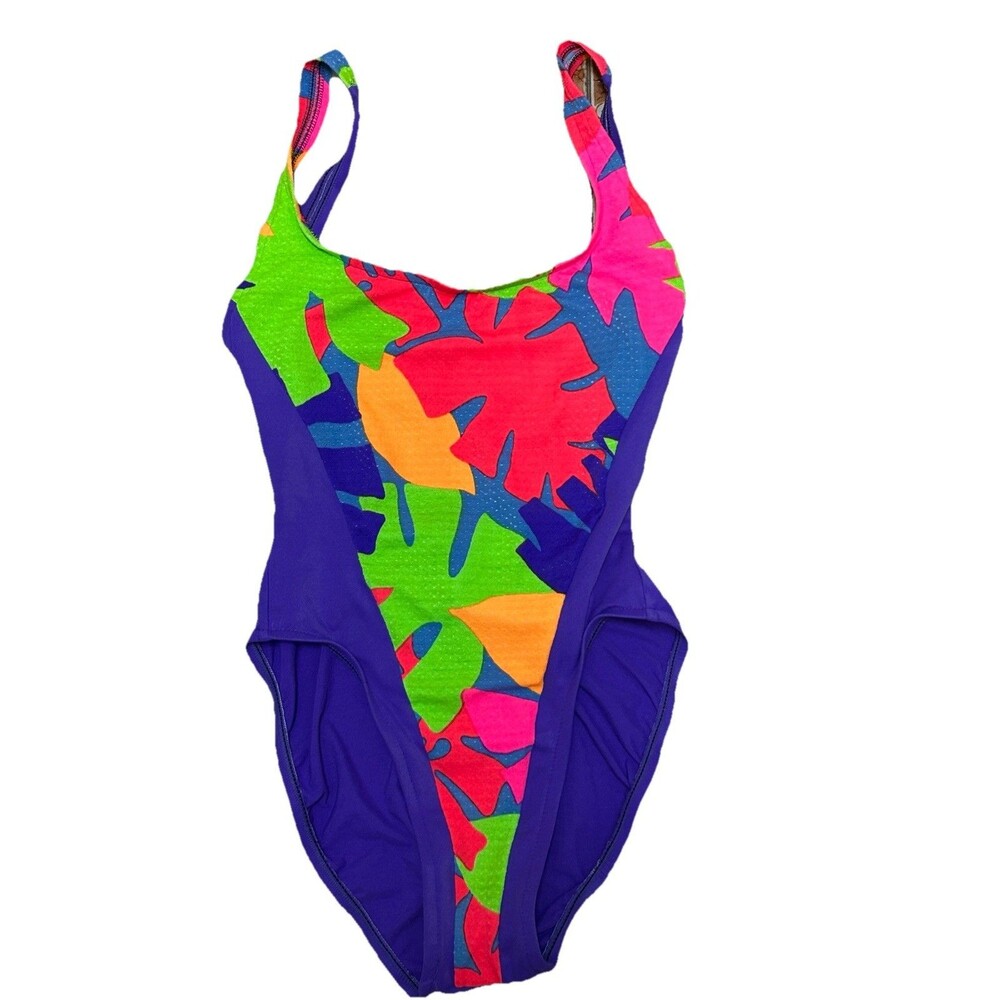 Vintage Catalina One Piece‎ Swimsuit Size 7/8 Vibrant Retro Resortwear Vibe Neon